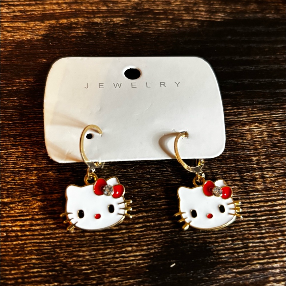 Hello Kitty White & Red‎ Enamel Dangle Earrings